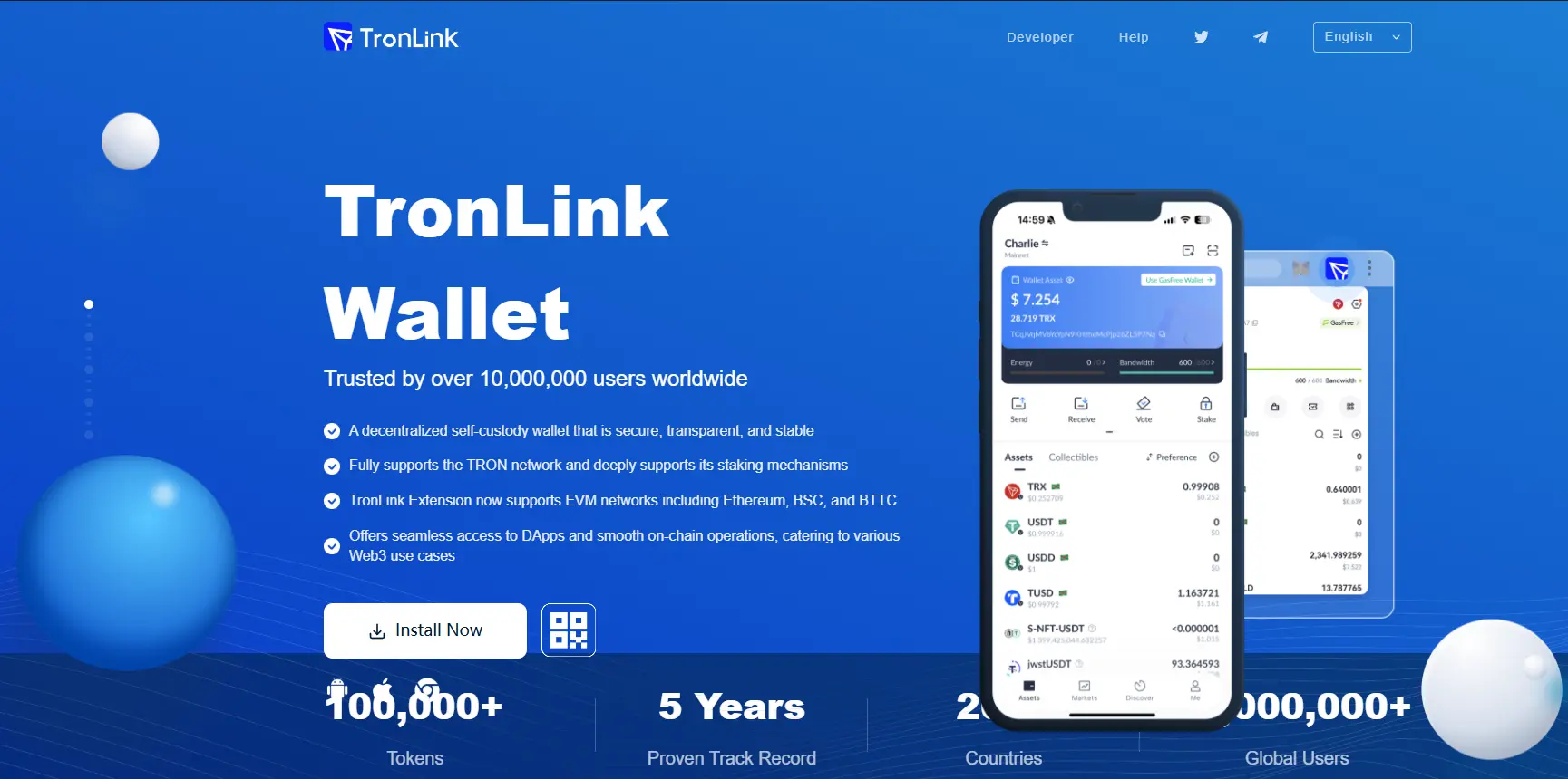 波宝 Tronlink 资产管理界面展示